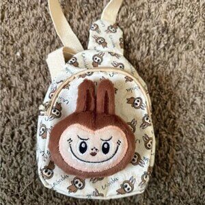 Lafufu Shoulder Bag For Kids With Plush Brooch, Cream Color